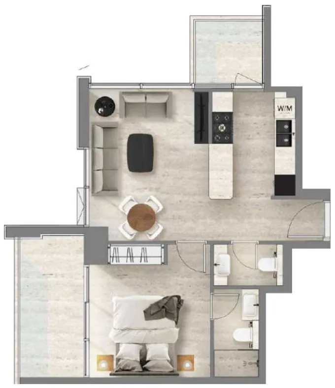 Santorini Residences by Loutraki 1 bed floor plan, 668 – 669 sqft