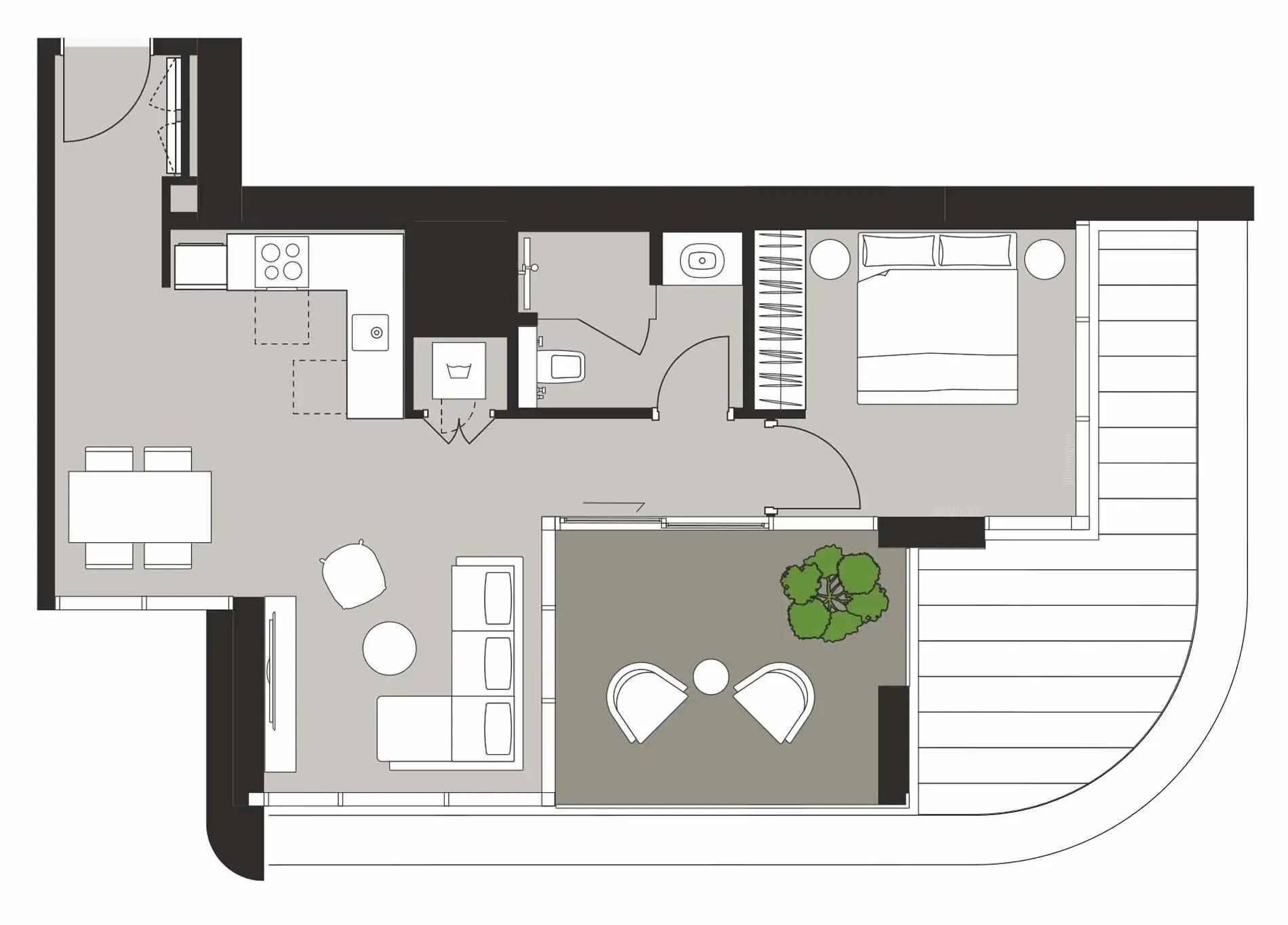 Artistry Two Residences 1 bed floor plan, 741 sqft