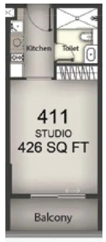 Chapter 02 by Newbury Studio floor plan, 426 sqft