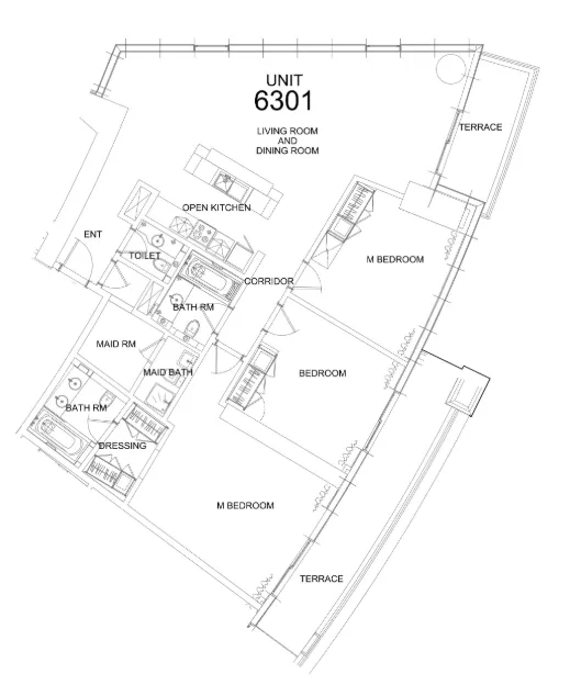 Damac Towers by Paramount 3 bed floor plan, 2,014 sqft