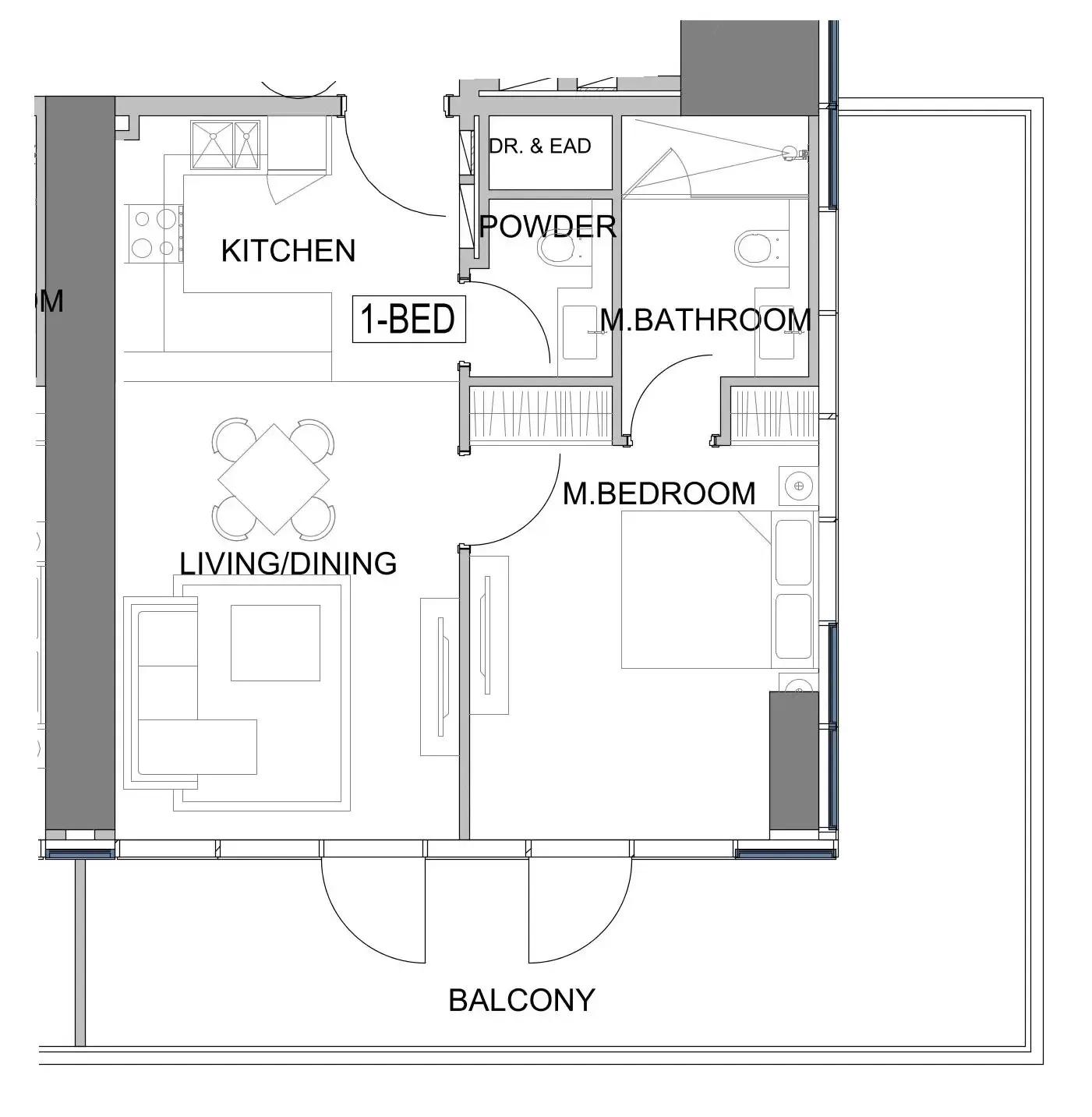 Damac Safa Gate 1 bed floor plan, 983 sqft