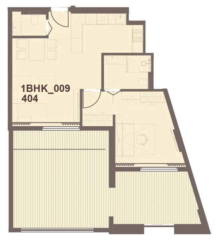 J-Haus Residence 1 bed floor plan, 1,054 sqft