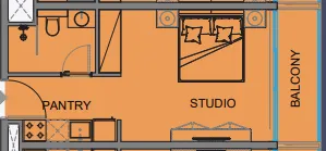 Guzel Towers Studio floor plan, 350 sqft
