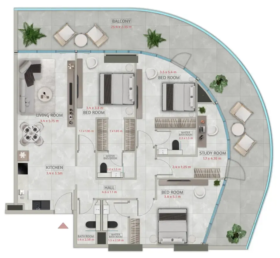 Sakura Gardens 3 bed floor plan, 1,985 sqft