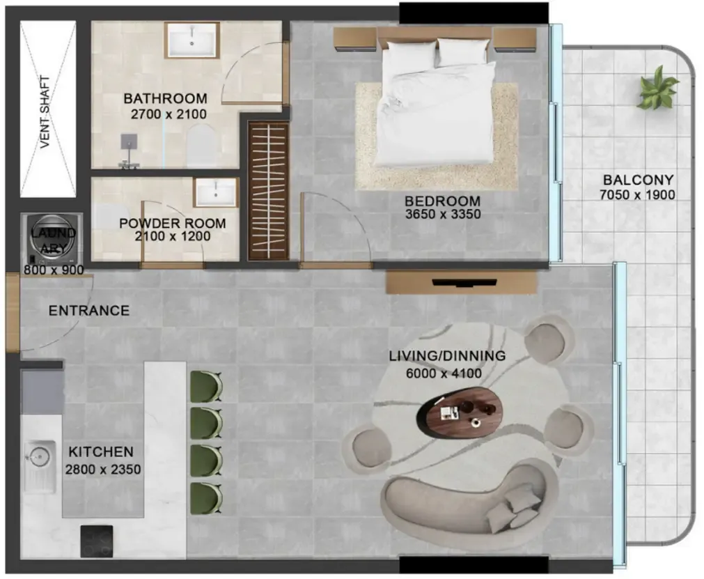 Vivanti Residences by Meteora 1 bed floor plan, 769 sqft