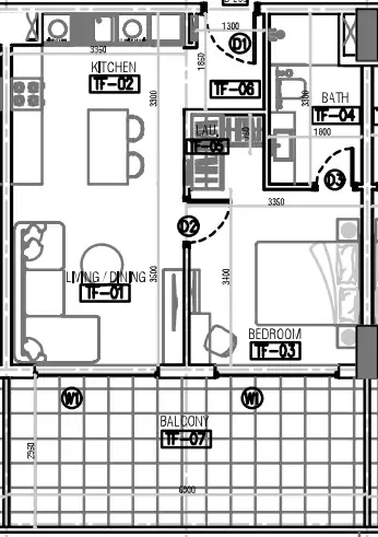 Laya Courtyard 1 bed floor plan, 751 sqft