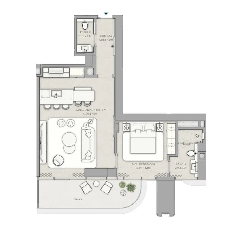 The Ritz-Carlton Residences by SAAS 1 bed floor plan, 926 sqft
