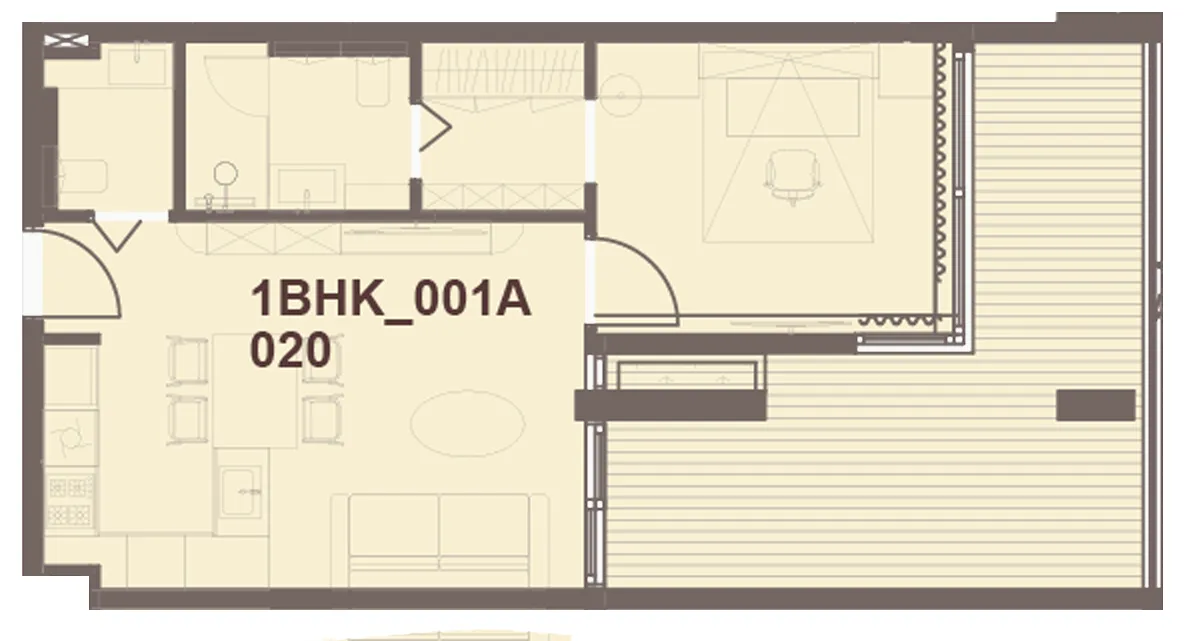 J-Haus Residence 1 bed floor plan, 762 sqft
