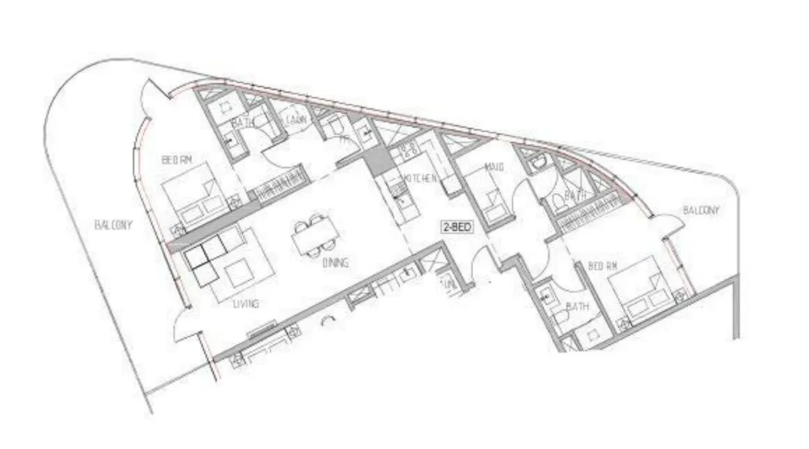 Canal Heights 2 bed floor plan, 1,799 sqft