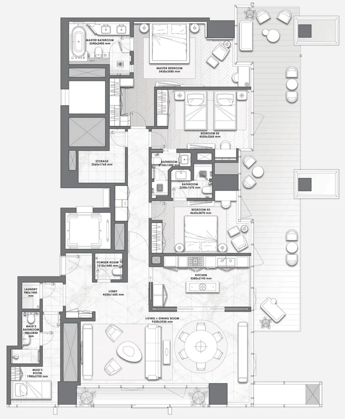 DaVinci 3 bed floor plan, 2,671 sqft