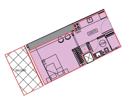 Binghatti Hillviews Studio floor plan, 410 sqft