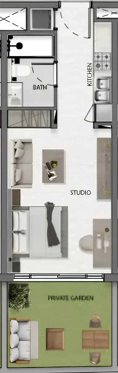 Avana Residences Studio floor plan, 459 sqft