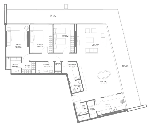 Safa Parkview 3 bed floor plan, 2,717 sqft
