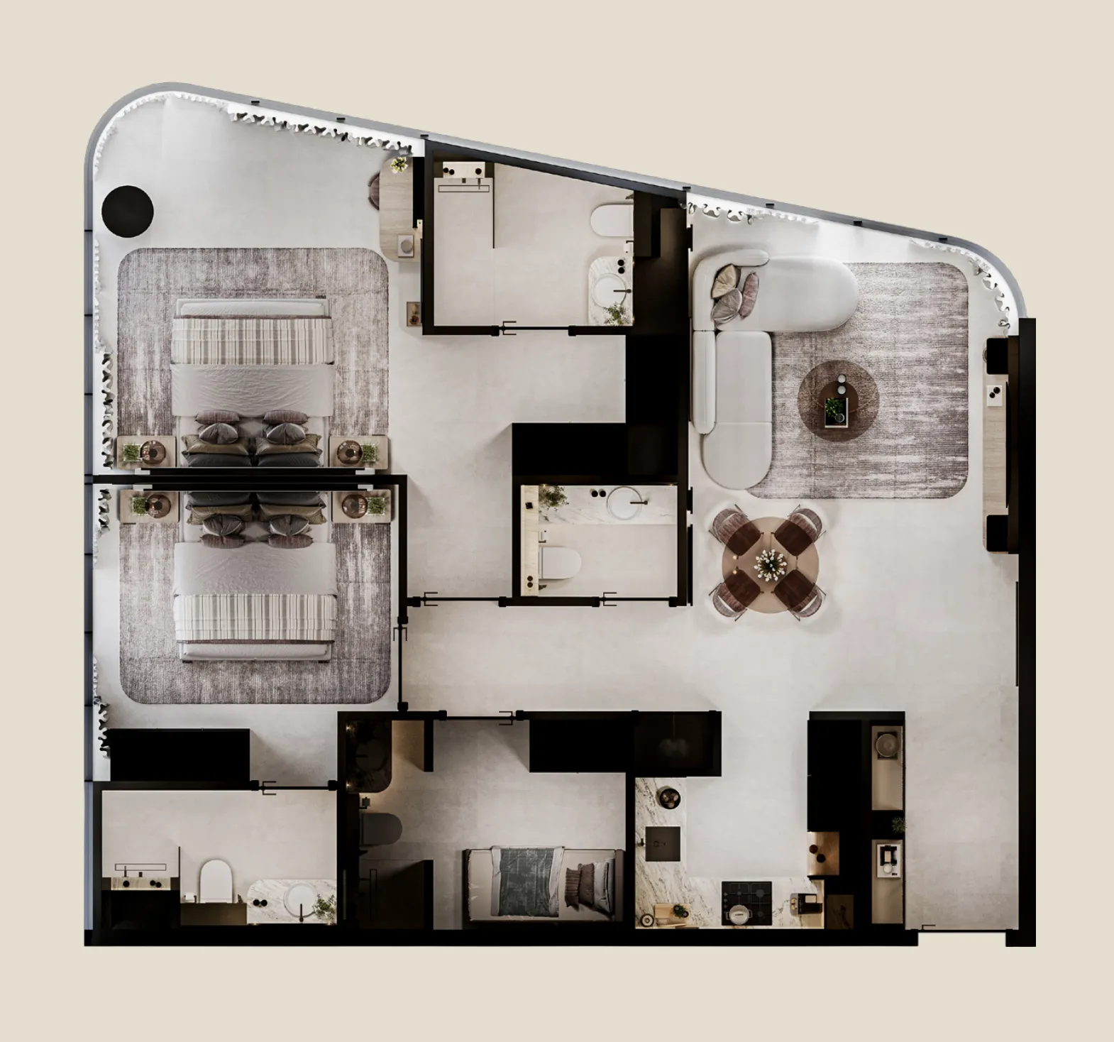 Cybele by Wadan 2 bed floor plan, 1,275 – 1,404 sqft