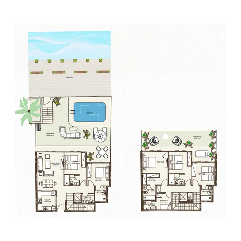 Bab Al Qasr Sea View Residence 51 5 bed floor plan, 3,626 – 4,660 sqft