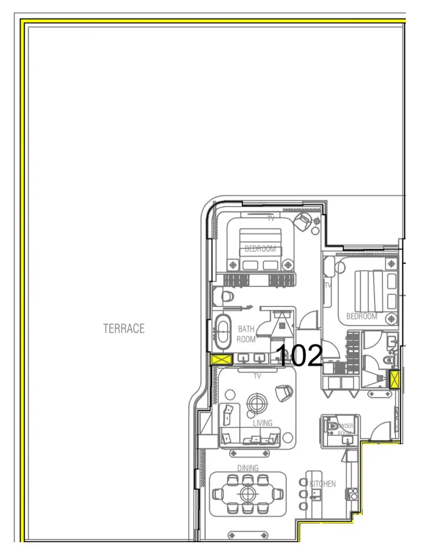 Sofitel Residences 2 bed floor plan, 5,033 sqft