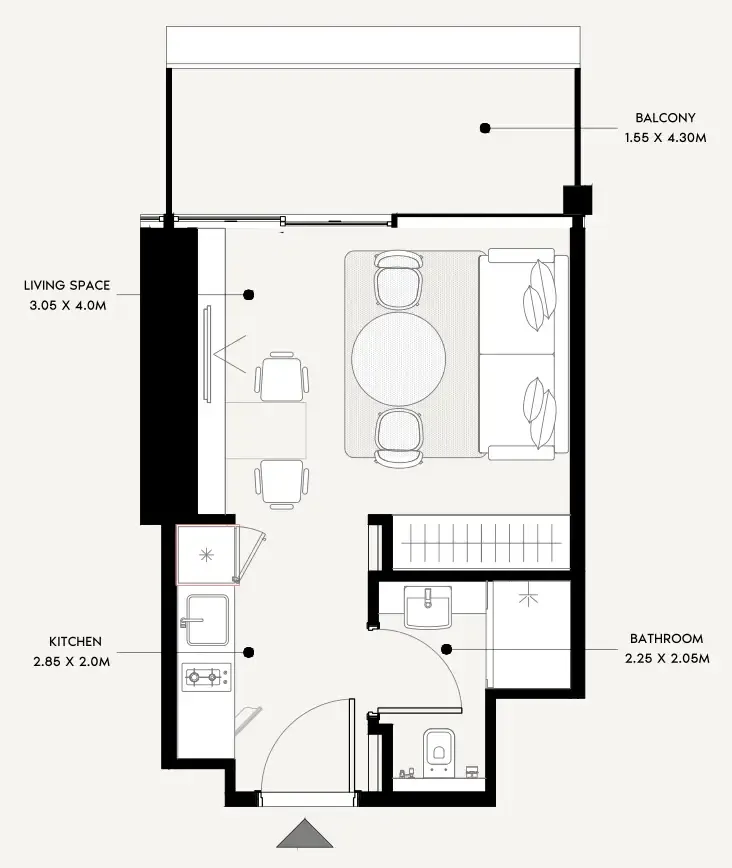 Azizi Milan Studio floor plan, 346 sqft