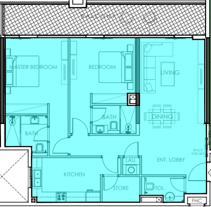 Amer Al Ghurair Residences 2 bed floor plan, 1,441 – 1,442 sqft