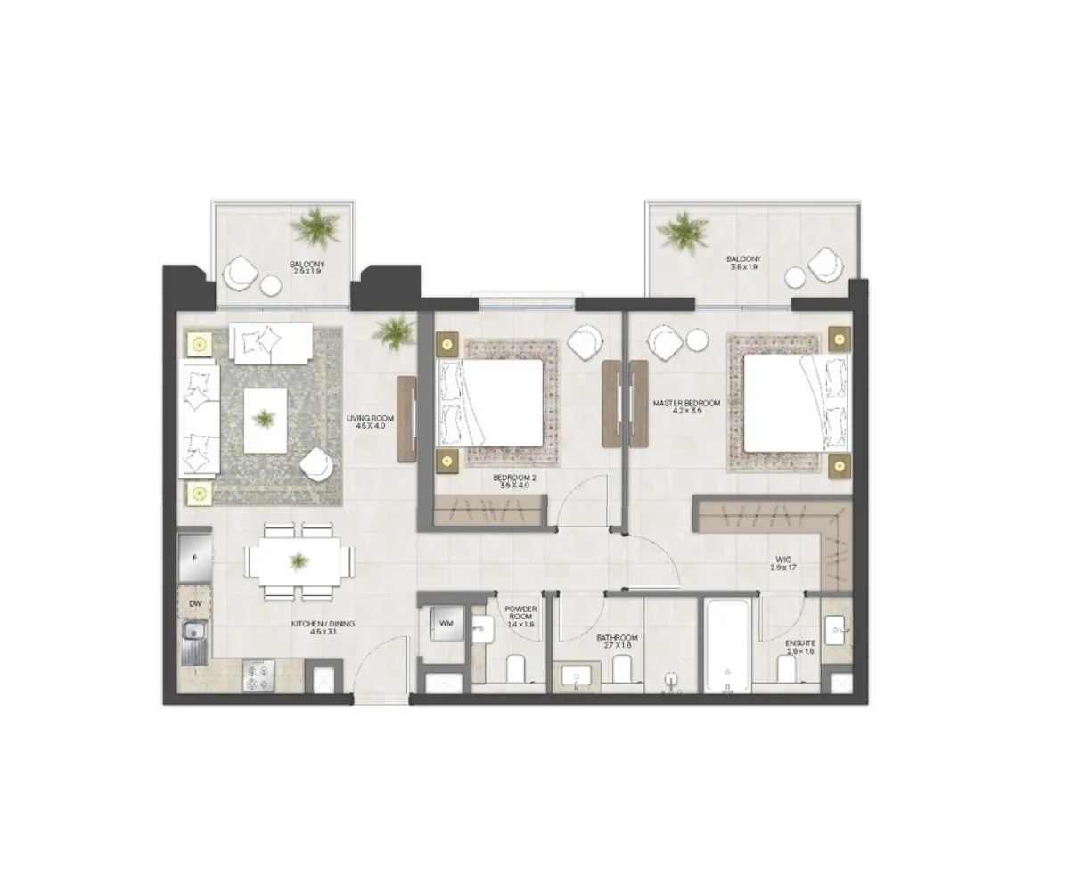 Bloom Living - Alhambra 2 bed floor plan, 1,013 – 1,995 sqft