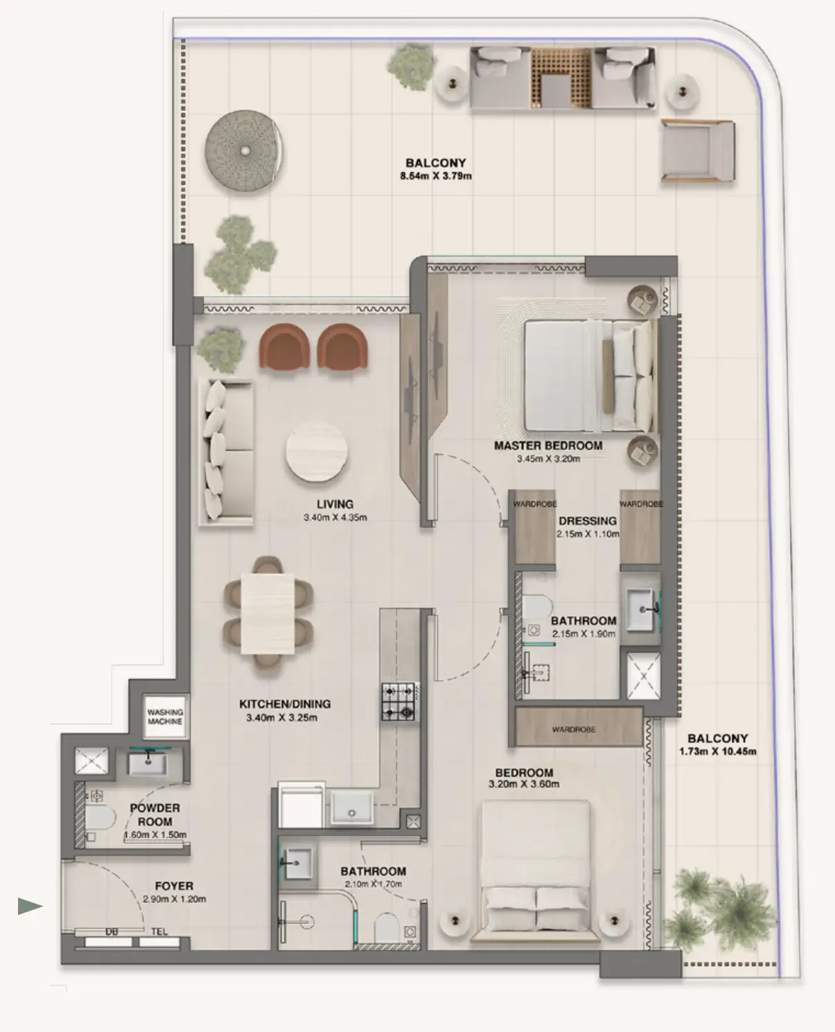 Woodland Crest 2 bed floor plan, 1,318 sqft