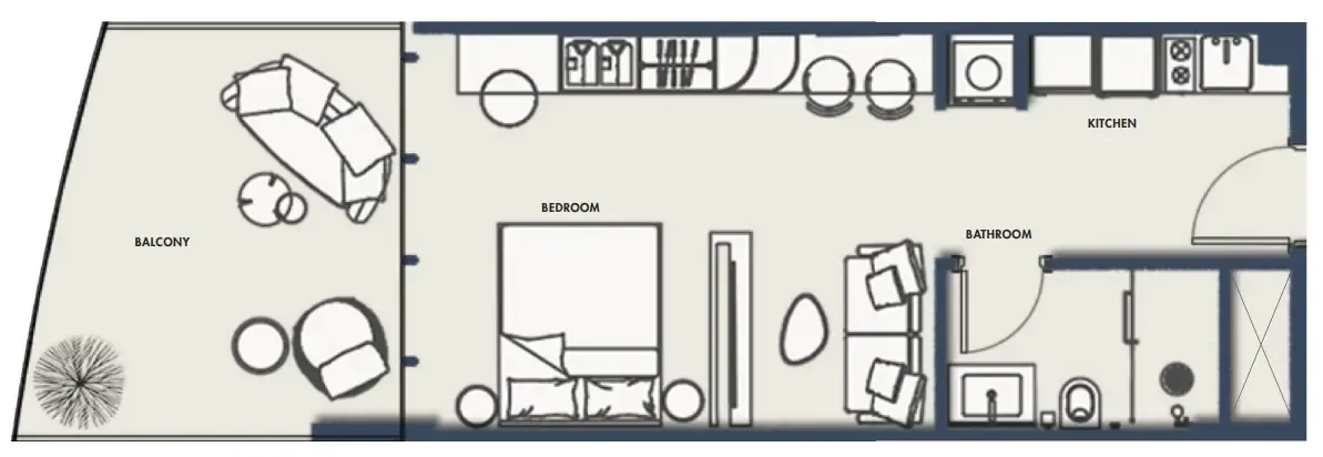 Amra Residences Studio floor plan, 532 sqft