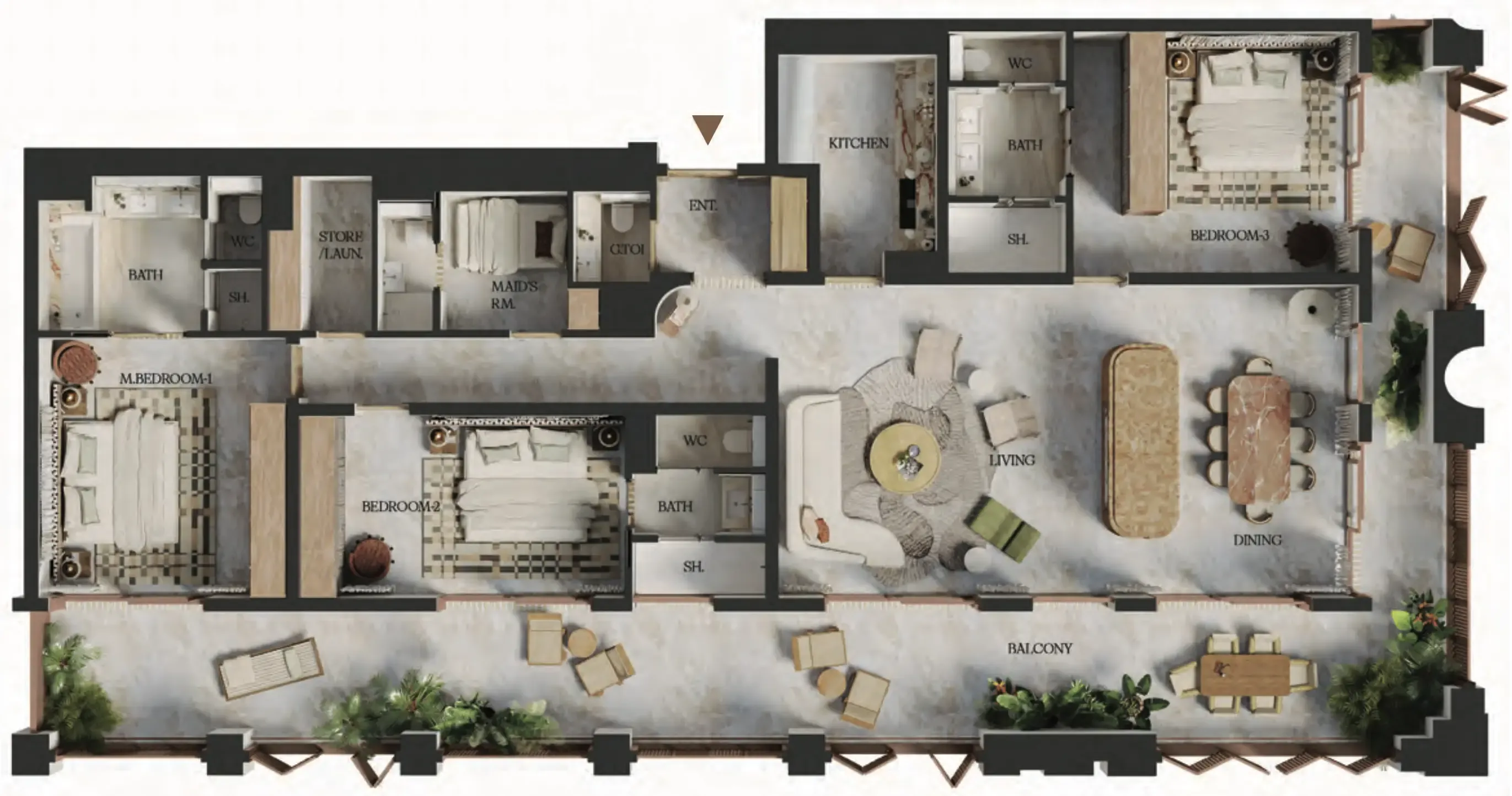 Elire Managed by LUX 3 bed floor plan, 2,622 sqft