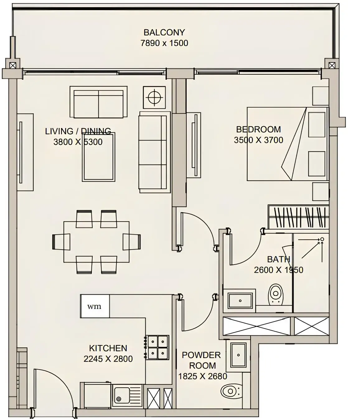 Nirvana Residences 1 1 bed floor plan, 779 sqft