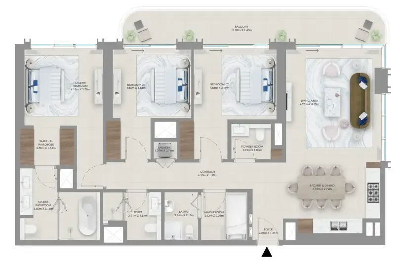 Baystar by Vida 3 bed floor plan, 1,701 sqft