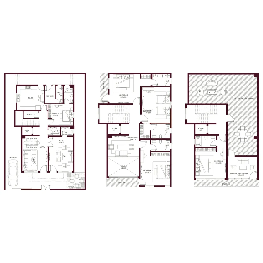 Kabbali Hills 5 bed floor plan, 4,005 sqft