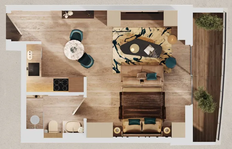 MAG 777 Studio floor plan, 456 sqft