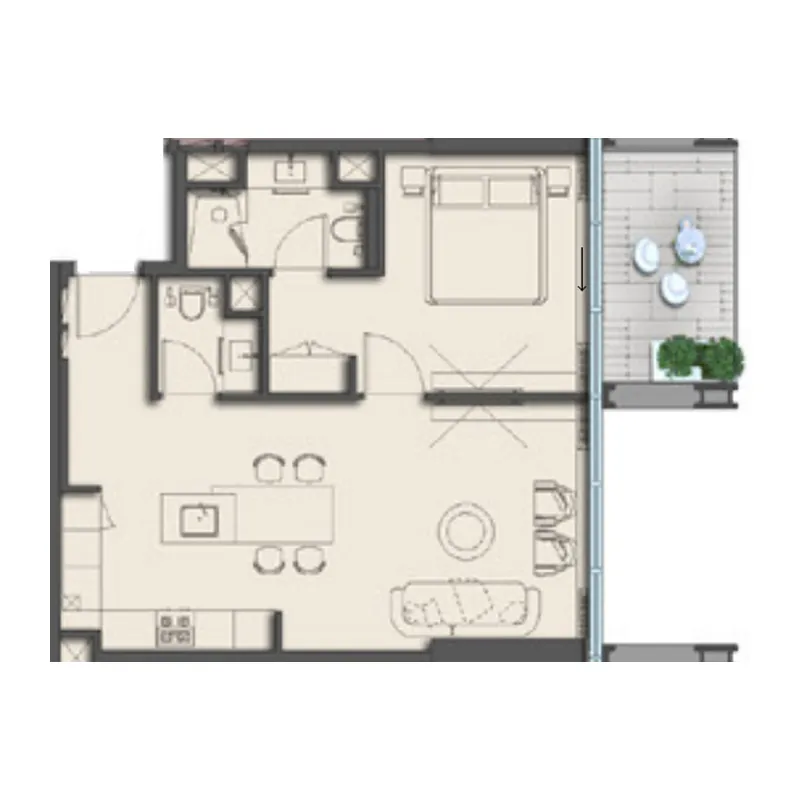 The Symphony by Imtiaz 1 bed floor plan, 842 sqft