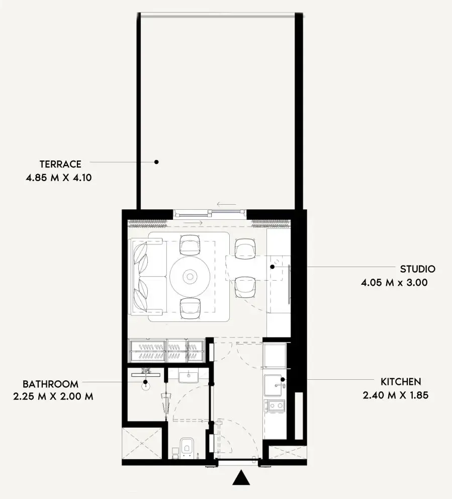 Azizi Lina Studio floor plan, 494 sqft
