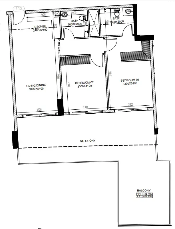 Astra South 2 bed floor plan, 1,422 sqft