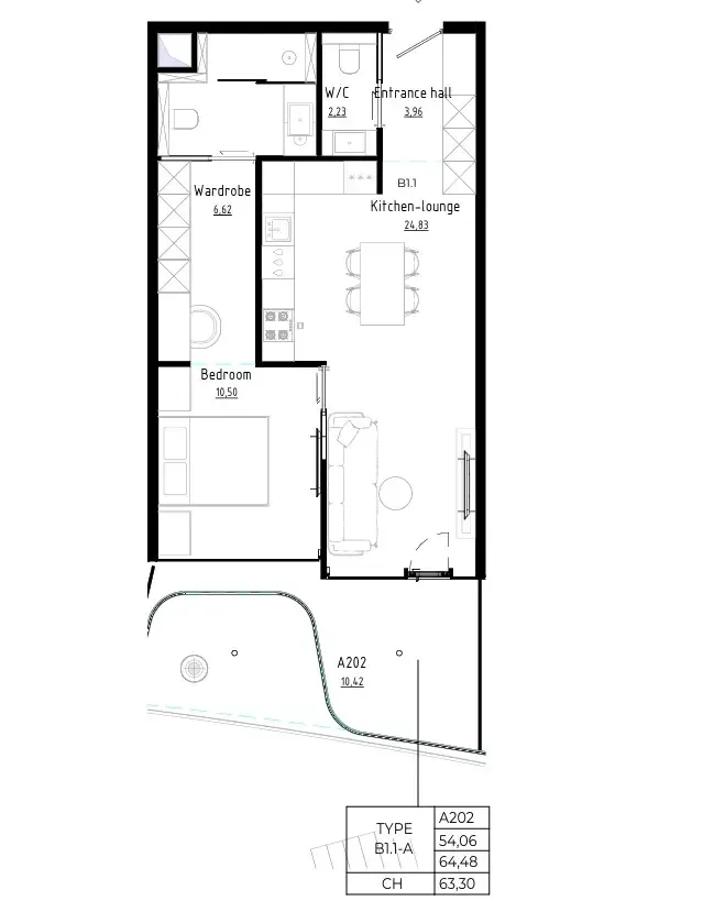 Bamboo Forest 1 bed floor plan, 689 – 807 sqft