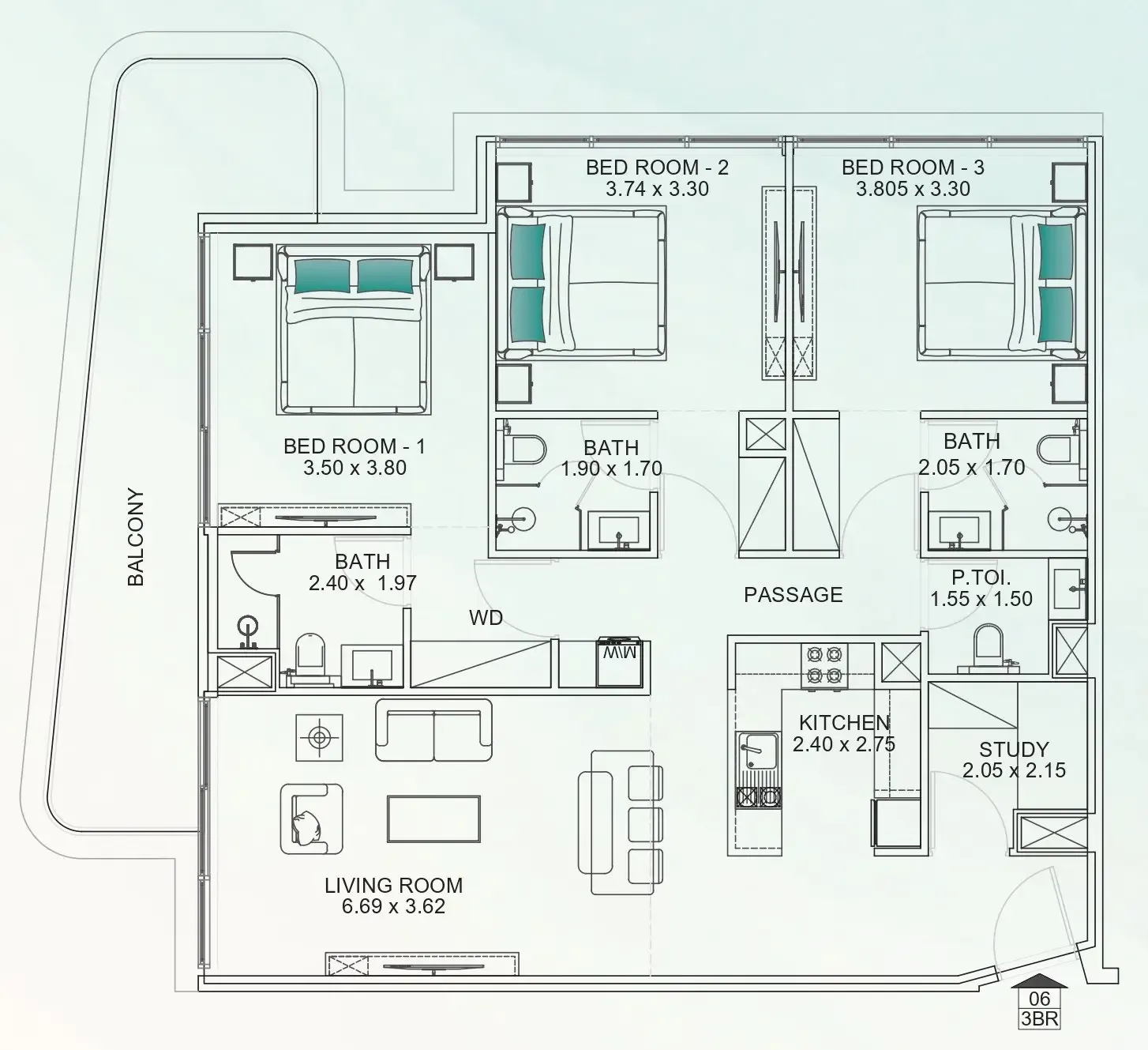 Floarea Breeze 3 bed floor plan, 1,477 sqft