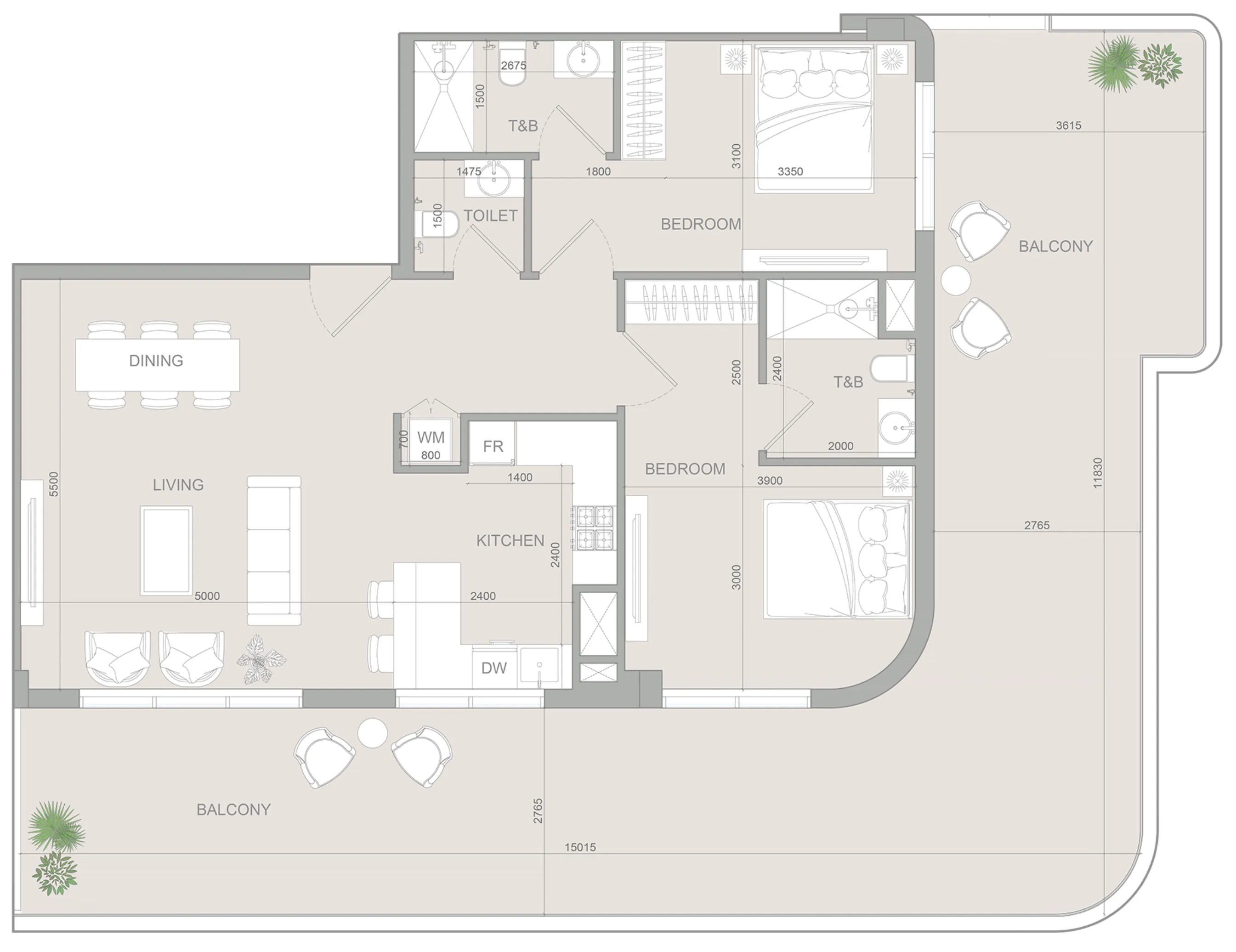 S1LV1ANA Park 2 bed floor plan, 1,772 sqft