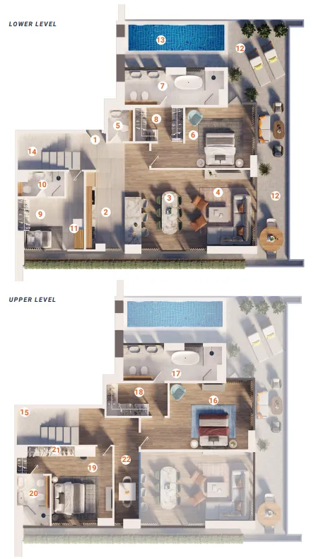 The Orchard Place Towers D & E 3 bed floor plan, 3,126 sqft