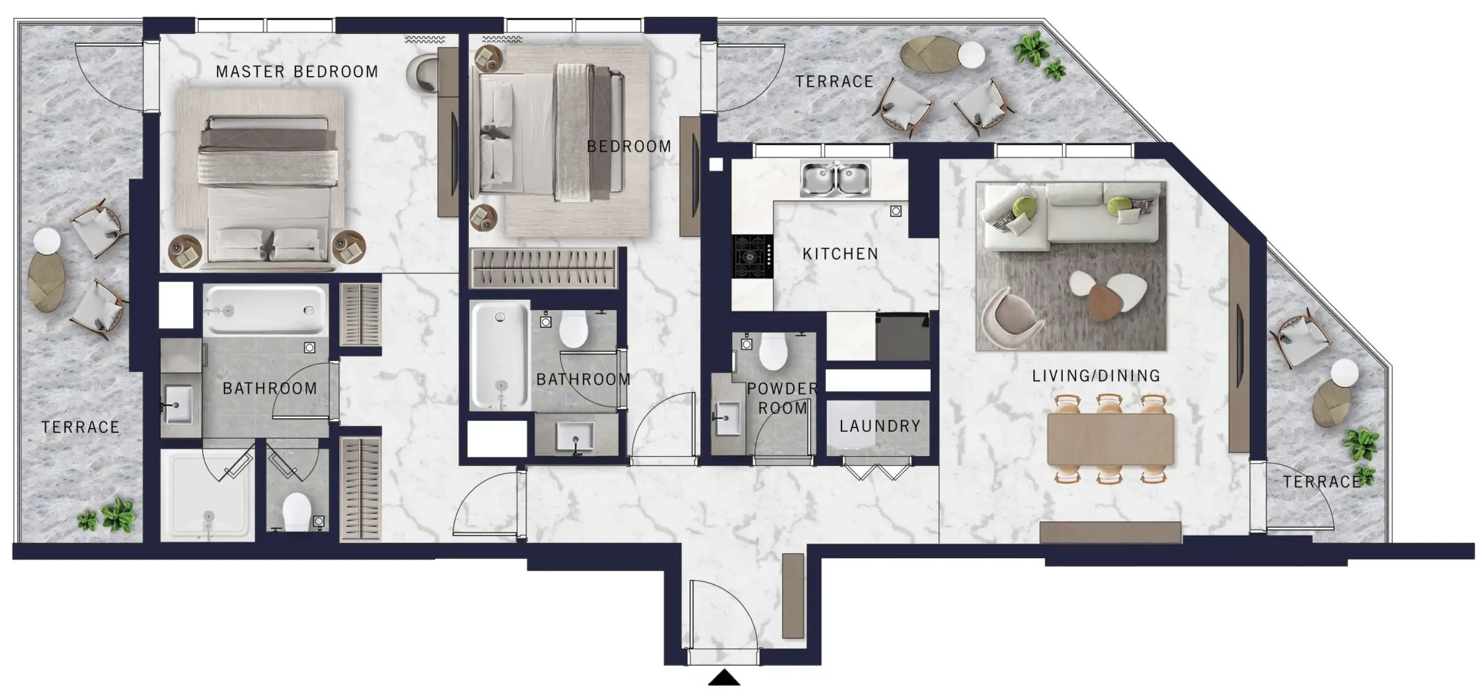 DoubleTree by Hilton 2 bed floor plan, 1,415 sqft