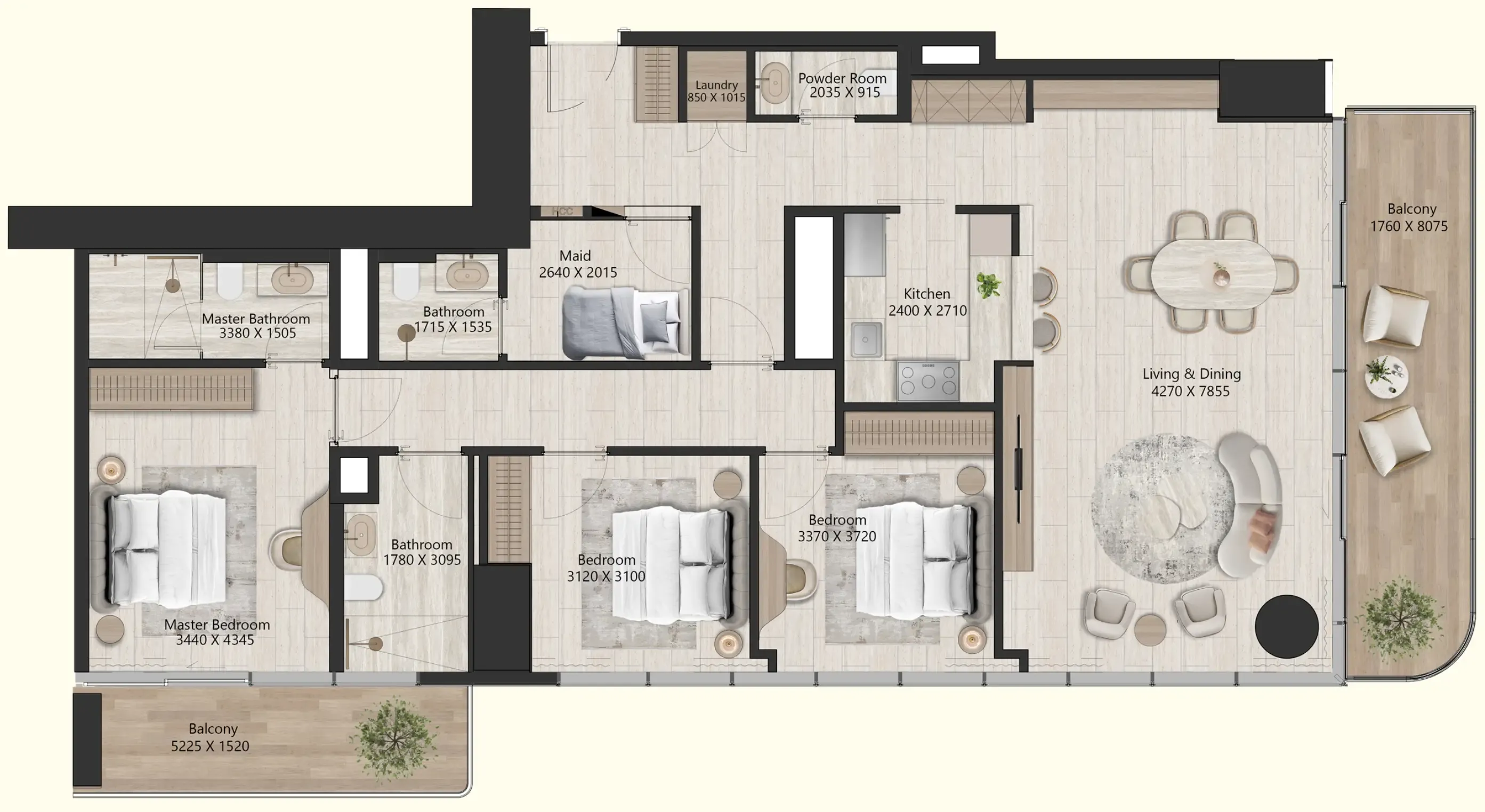 Il Vento 3 bed floor plan, 1,803 sqft