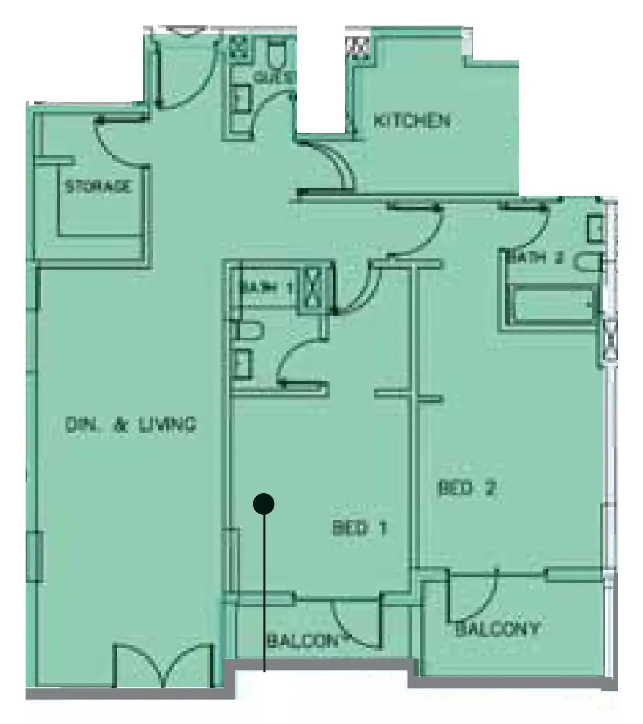 Janayen Avenue 2 bed floor plan, 1,553 sqft