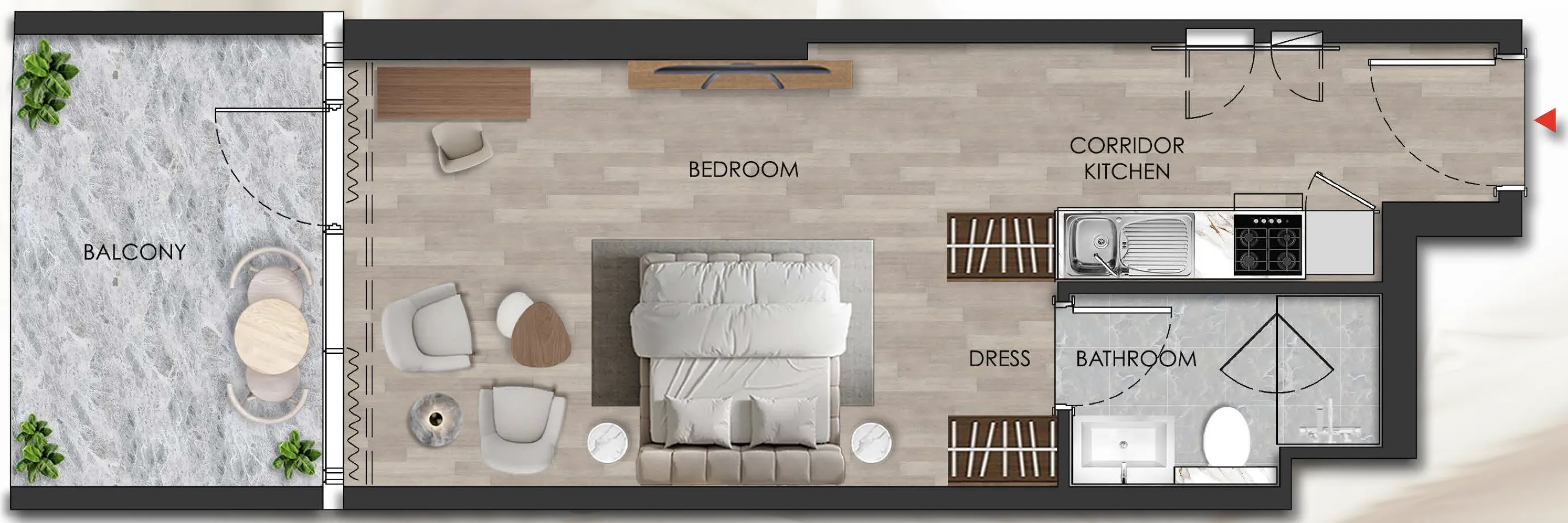 Island Heights Studio floor plan, 559 sqft
