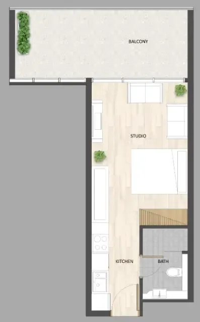 Barari Palace Studio floor plan, 486 sqft