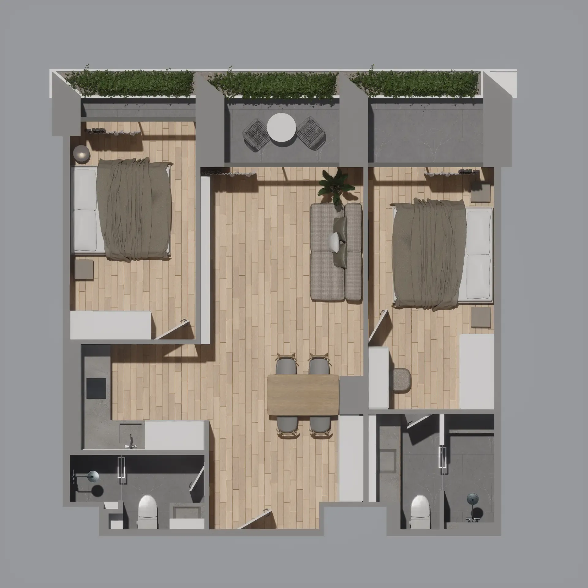 Serene Condo Layan 2 bed floor plan, 872 – 1,109 sqft