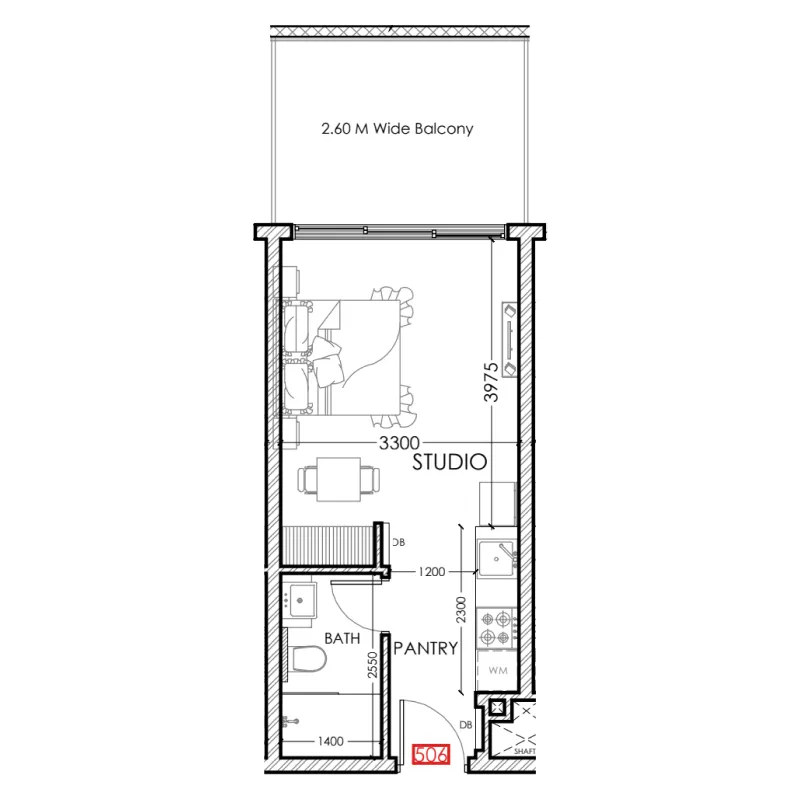 Al Haseen Residences 5 Studio floor plan, 372 sqft