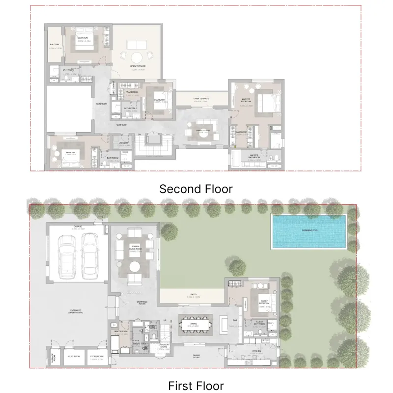 Elwood 5 bed floor plan, 5,819 – 5,821 sqft