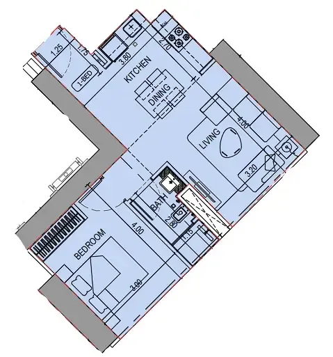 Binghatti Sky Terraces 1 bed floor plan, 525 sqft