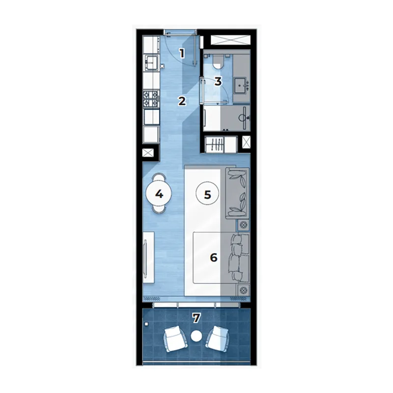 Al Hamra Waterfront Studio floor plan, 495 – 504 sqft