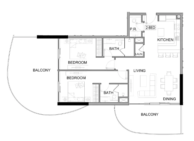 Damac Lagoons Views Phase 2 2 bed floor plan, 1,512 sqft