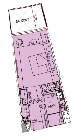 Binghatti Sky Terraces Studio floor plan, 360 sqft