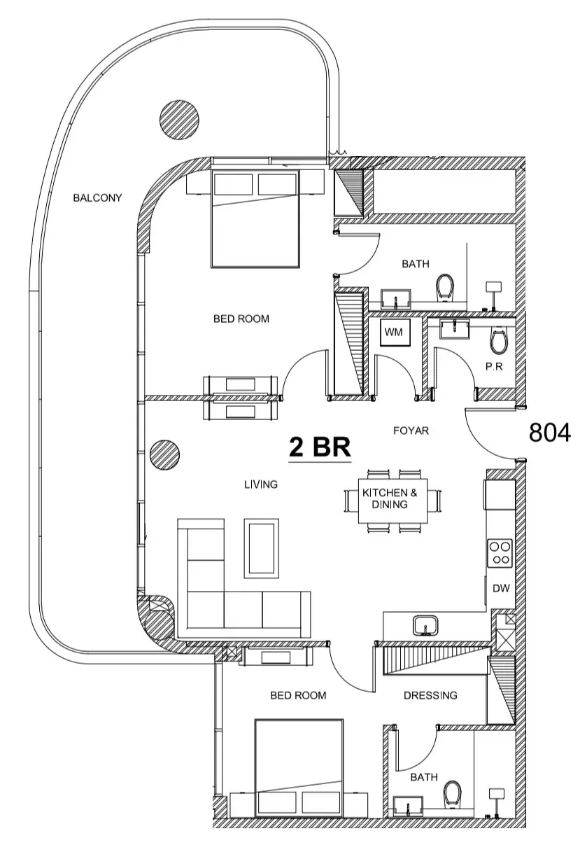 Villa Del Brunello 2 bed floor plan, 1,361 sqft